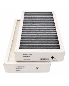 Alternative carbon filter set compatible with DOMEKT R300V ventilation unit – activated carbon replacement air filters for odor reduction, VOC filtration, and improved indoor air quality.